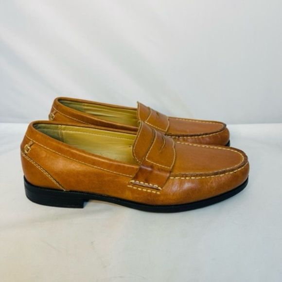 CHAPS RALPH LAUREN Men’s Penny Loafers Brown Leather Rubber Soles 10.5M shoes Ex - Picture 4 of 7